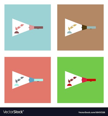Flat icon design collection flashlight and plant vector image