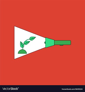 Flat icon design collection flashlight and plant vector image