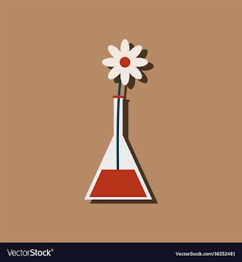 Flat icon design collection flower in test tube vector image