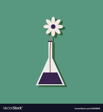 Flat icon design collection flower in test tube vector image