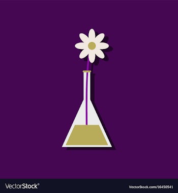 Flat icon design collection flower in test tube vector image