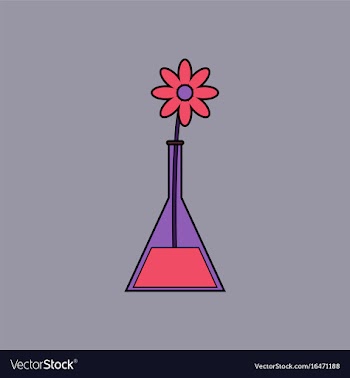 Flat icon design collection flower in test tube vector image