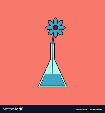 Flat icon design collection flower in test tube vector image