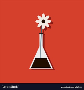 Flat icon design collection flower in test tube vector image