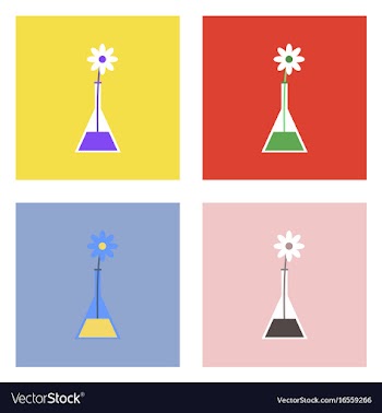 Flat icon design collection flower in test tube vector image