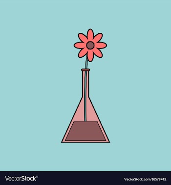 Flat icon design collection flower in test tube vector image