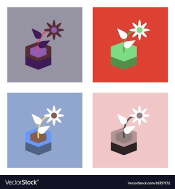 Flat icon design collection flower in the ground vector image