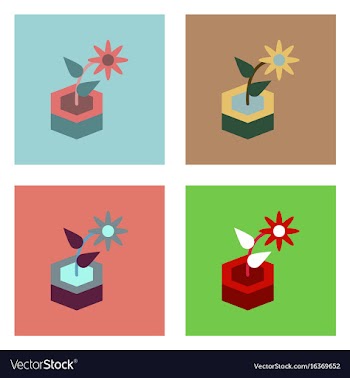 Flat icon design collection flower in the ground vector image