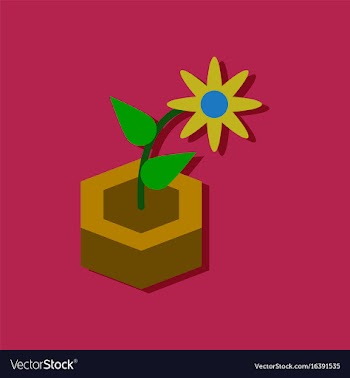 Flat icon design collection flower in the ground vector image