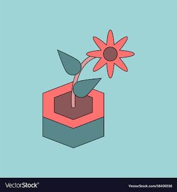 Flat icon design collection flower in the ground vector image