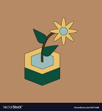 Flat icon design collection flower in the ground vector image