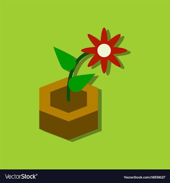 Flat icon design collection flower in the ground vector image