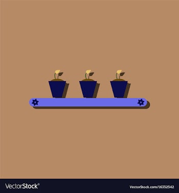 Flat icon design collection flowerpots on shelf vector image