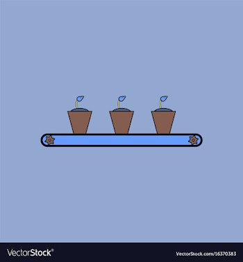 Flat icon design collection flowerpots on shelf vector image
