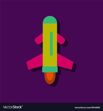 Flat icon design collection flying rocket in vector image