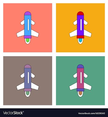 Flat icon design collection flying rocket vector image