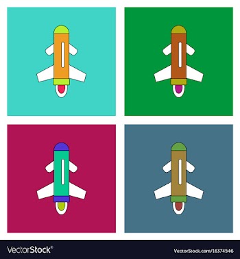 Flat icon design collection flying rocket vector image