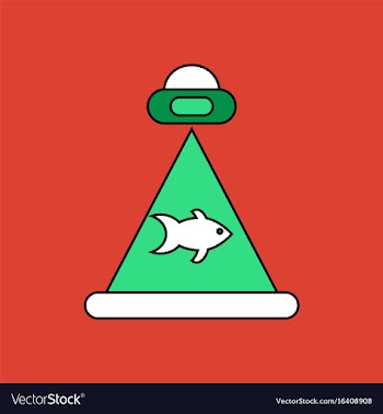 Flat icon design collection flying saucer and fish vector image
