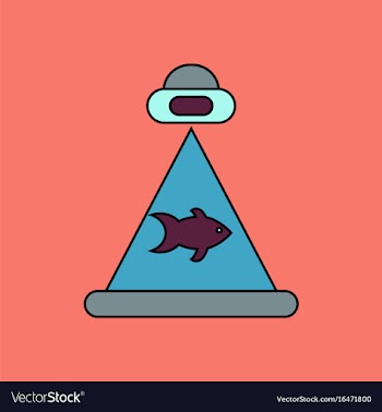 Flat icon design collection flying saucer and fish vector image