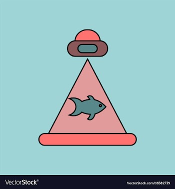 Flat icon design collection flying saucer and fish vector image