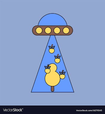 Flat icon design collection flying saucer and tree vector image