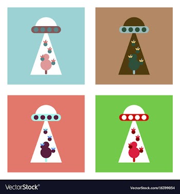Flat icon design collection flying saucer and tree vector image