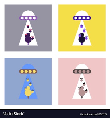 Flat icon design collection flying saucer and tree vector image