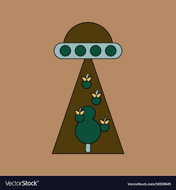 Flat icon design collection flying saucer and tree vector image