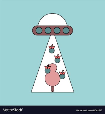 Flat icon design collection flying saucer and tree vector image