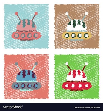 Flat icon design collection flying saucer and vector image