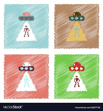 Flat icon design collection flying saucer and vector image