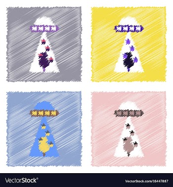 Flat icon design collection flying saucer and vector image