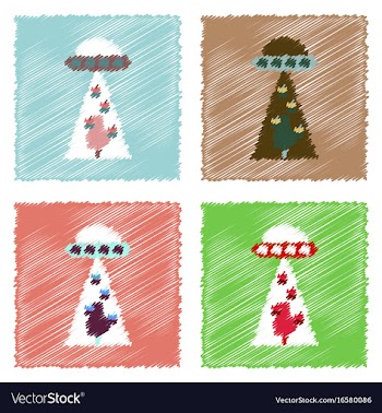 Flat icon design collection flying saucer and vector image