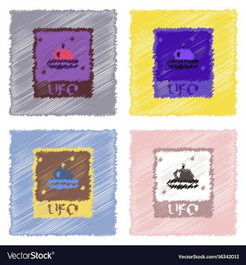 Flat icon design collection flying saucer on card vector image