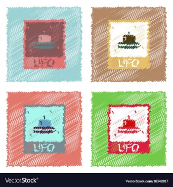 Flat icon design collection flying saucer on card vector image