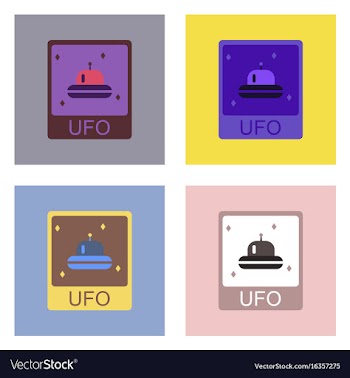 Flat icon design collection flying saucer on card vector image