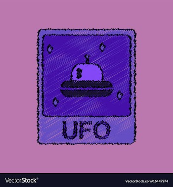 Flat icon design collection flying saucer on card vector image