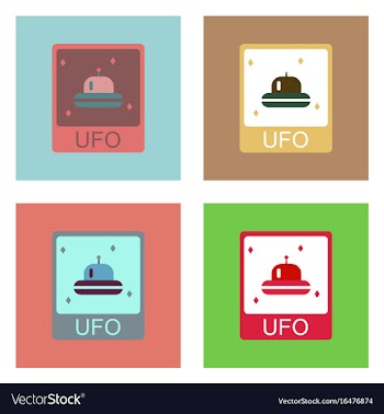 Flat icon design collection flying saucer on card vector image