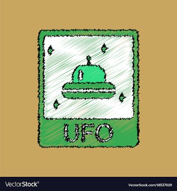 Flat icon design collection flying saucer on card vector image