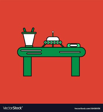 Flat icon design collection flying saucer on table vector image
