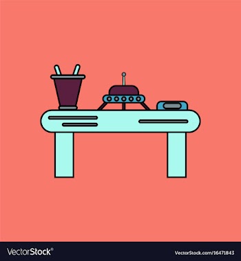 Flat icon design collection flying saucer on table vector image