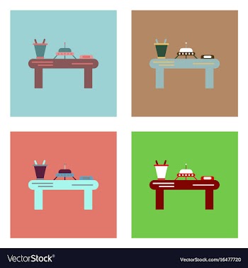 Flat icon design collection flying saucer on table vector image