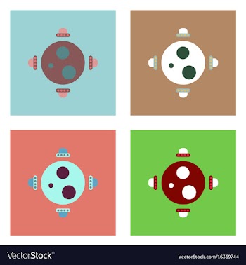 Flat icon design collection flying saucers around vector image