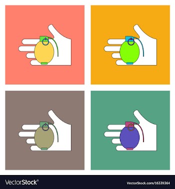 Flat icon design collection frag grenade in hand vector image