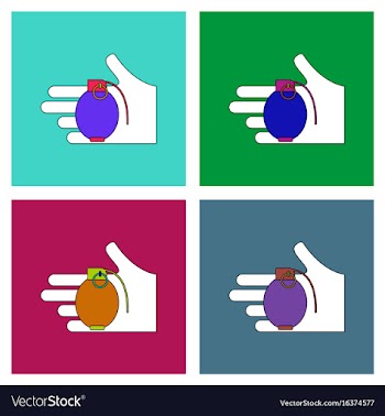 Flat icon design collection frag grenade in hand vector image