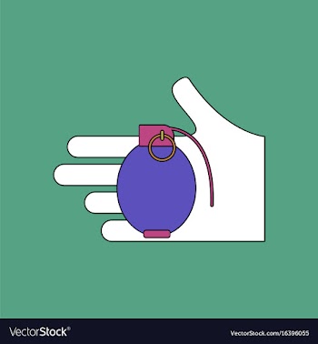 Flat icon design collection frag grenade in hand vector image