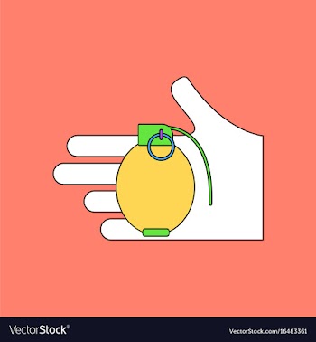 Flat icon design collection frag grenade in hand vector image