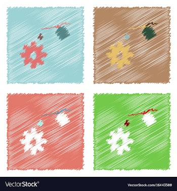 Flat icon design collection gear and oil in vector image