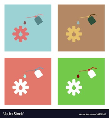 Flat icon design collection gear and oil vector image