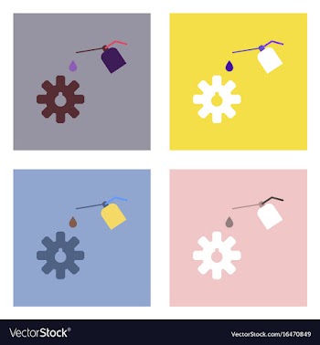 Flat icon design collection gear and oil vector image